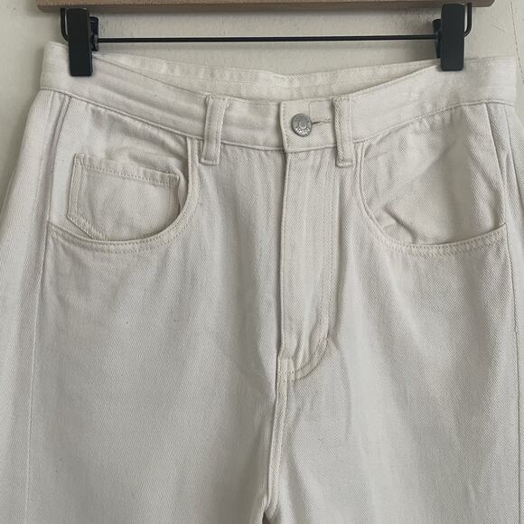 Roucha Detto Ecru Wide Leg Barrel Denim Jeans High Rise Cotton Size A US 6 - Picture 3 of 5